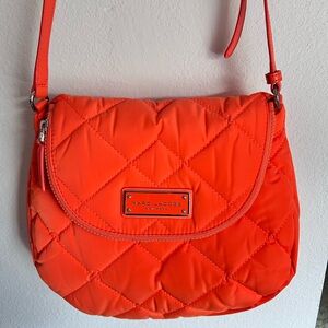 Marc Jacobs Quilted Nylon Messenger Bag Dragon Fire Neon Orange